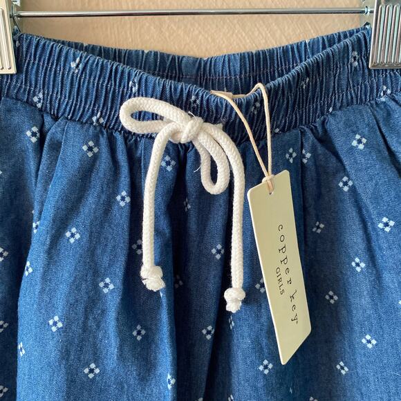 Copper Key Youth Blue Denim Mid-rise Drawstring Elastic Waist Mini Skirt Sz 4 - Picture 2 of 9
